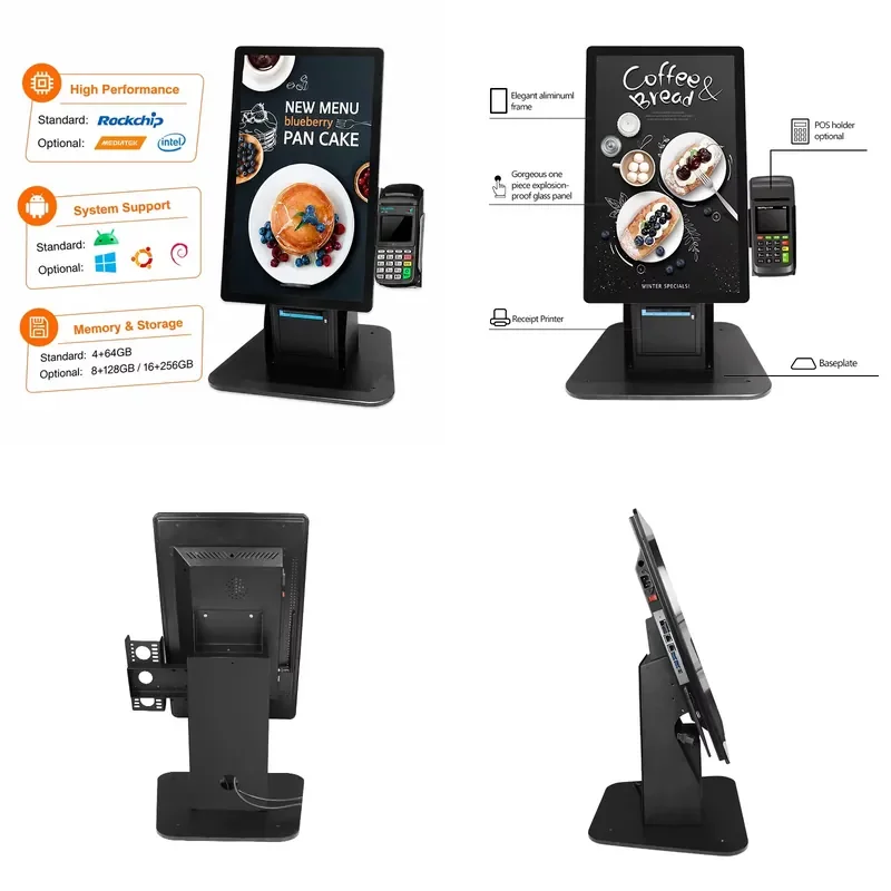 for 21.5 Inch Android Windows Desktop Self Ordering Kiosk Restaurant Payment Terminal Low MOQ Customization Available