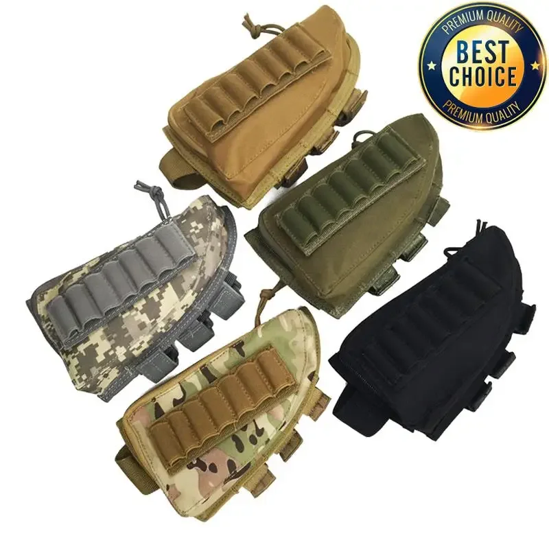 Tactical Rifle Shotgun Buttstock Cheek Rest Rifle Stock Ammo Shell Nylon Magazine Molle Pouch Holder Gun Accessories for Hunting