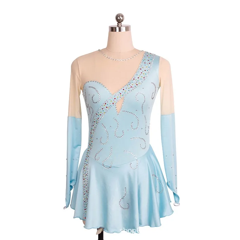

customized figure skating dress girls' performance competition jumpsuit grading skirt 21 colors leotards for girls gymnastics