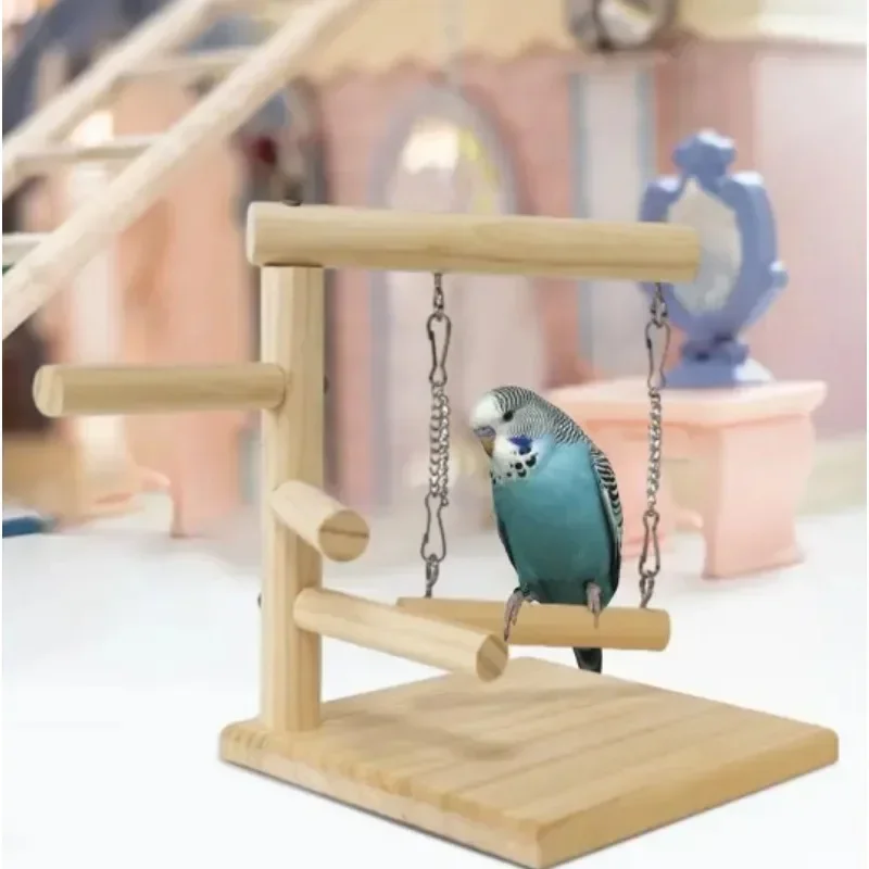 Solid Wood Parrot Stand Training Rack Bird Toy Supplies Training Rack Parrot Stand Pole Interaction Parrot Toys