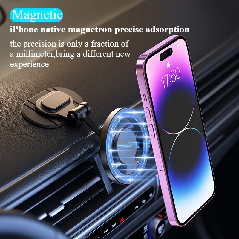 MagSafe Compatible Foldable Magnetic Car Mount - Universal Dashboard Phone Holder 2