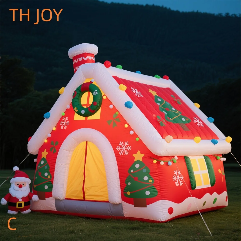 Szybka dostawa lotnicza do domu, nowy model 2025, dmuchany grot Bożego Narodzenia, dekoracja ogrodowa na zewnątrz, dmuchany domek świąteczny, namiot.