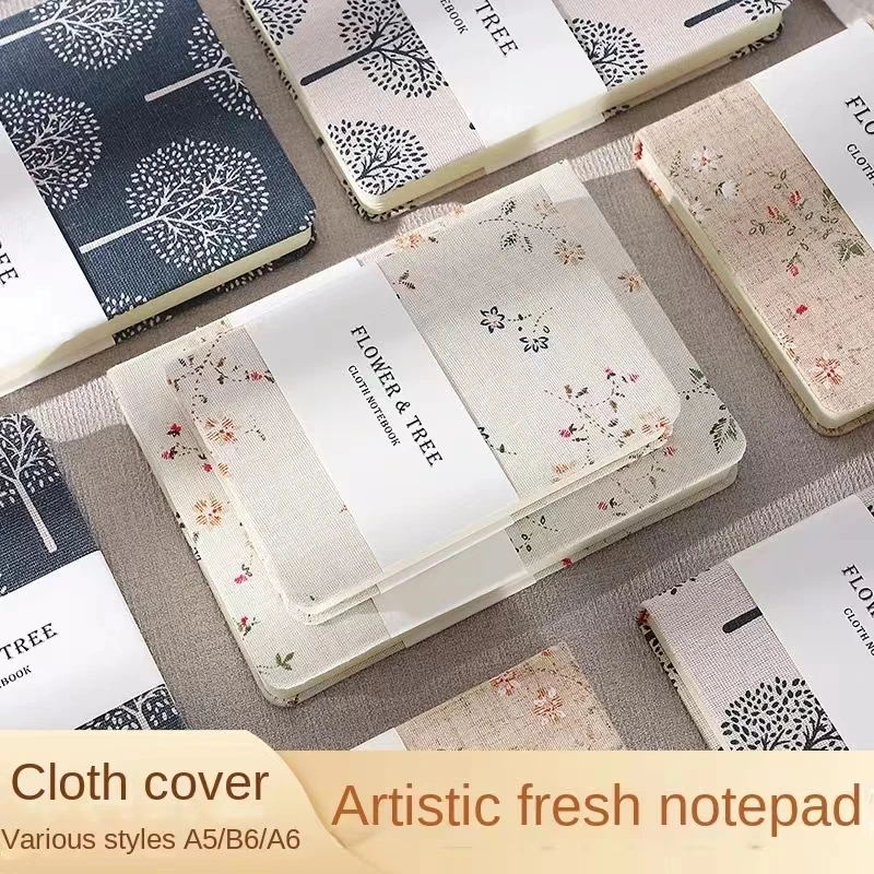 High Quality Cotton Linen Cover Notebook Flower and Tree Ledger Book Notepad Student Diary Hard Sided Super Thick Diary Journal