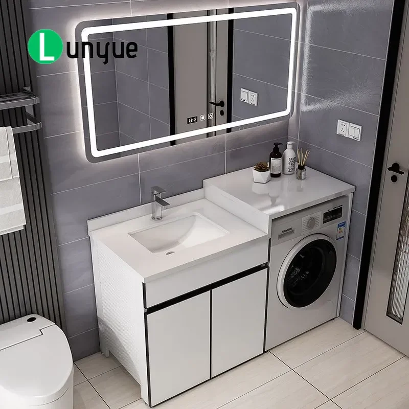Slate Bathroom Vanity Cabinet with Integrated High Low Basin Laundry Washbasin Unit for Balcony Modern Waterproof Storage