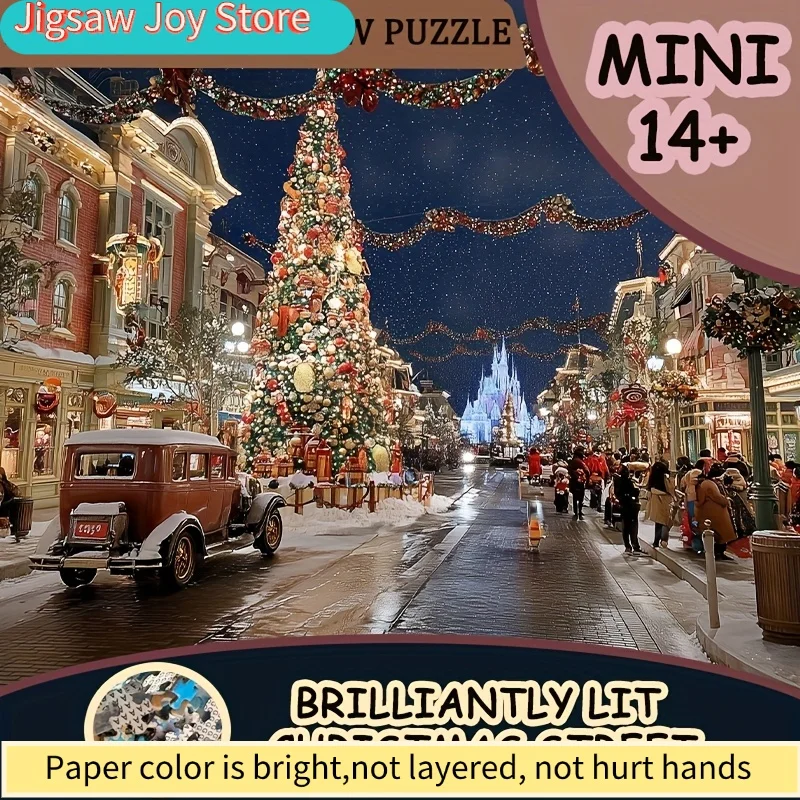 ปริศนากระดาษสำหรับผู้ใหญ่ที่มีชื่อว่า 'ถนนคริสต์มาสที่สว่างสดใส' เหมาะสำหรับเกมปาร์ตี้และกิจกรรมกับครอบครัว