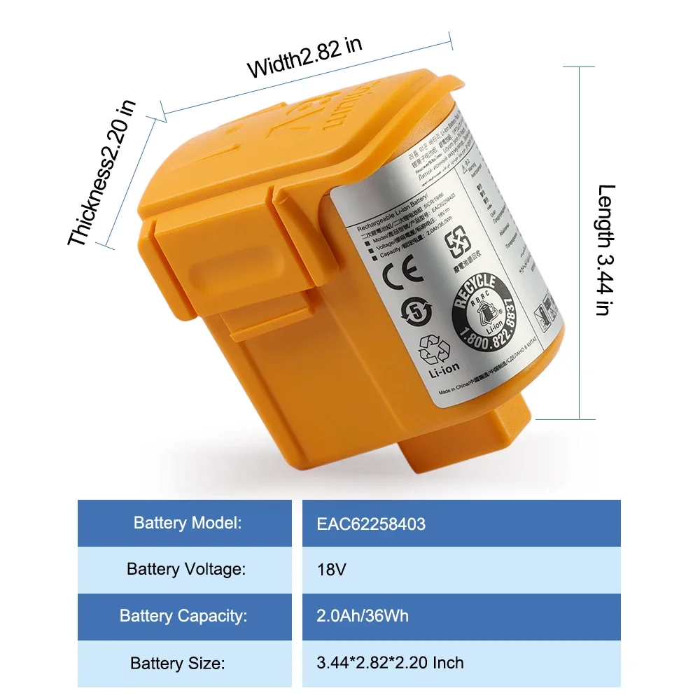 ETESBAY EAC62258403 Robot Vacuum Cleaner Battery For LGVS8400 VS8400SCW VS8401SCW VS8403SCW S86R S86GW S84 VS8402SCW VSF8606SWM