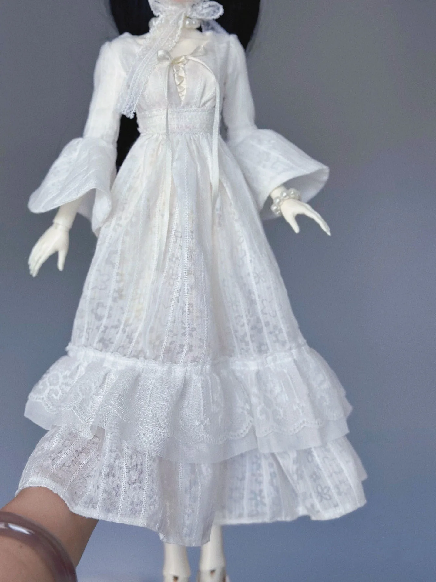 

Clothes For Doll White Fairy Dress Handmade Hat Necklace Bracelet 1/4 BJD Clothes Free Shipping