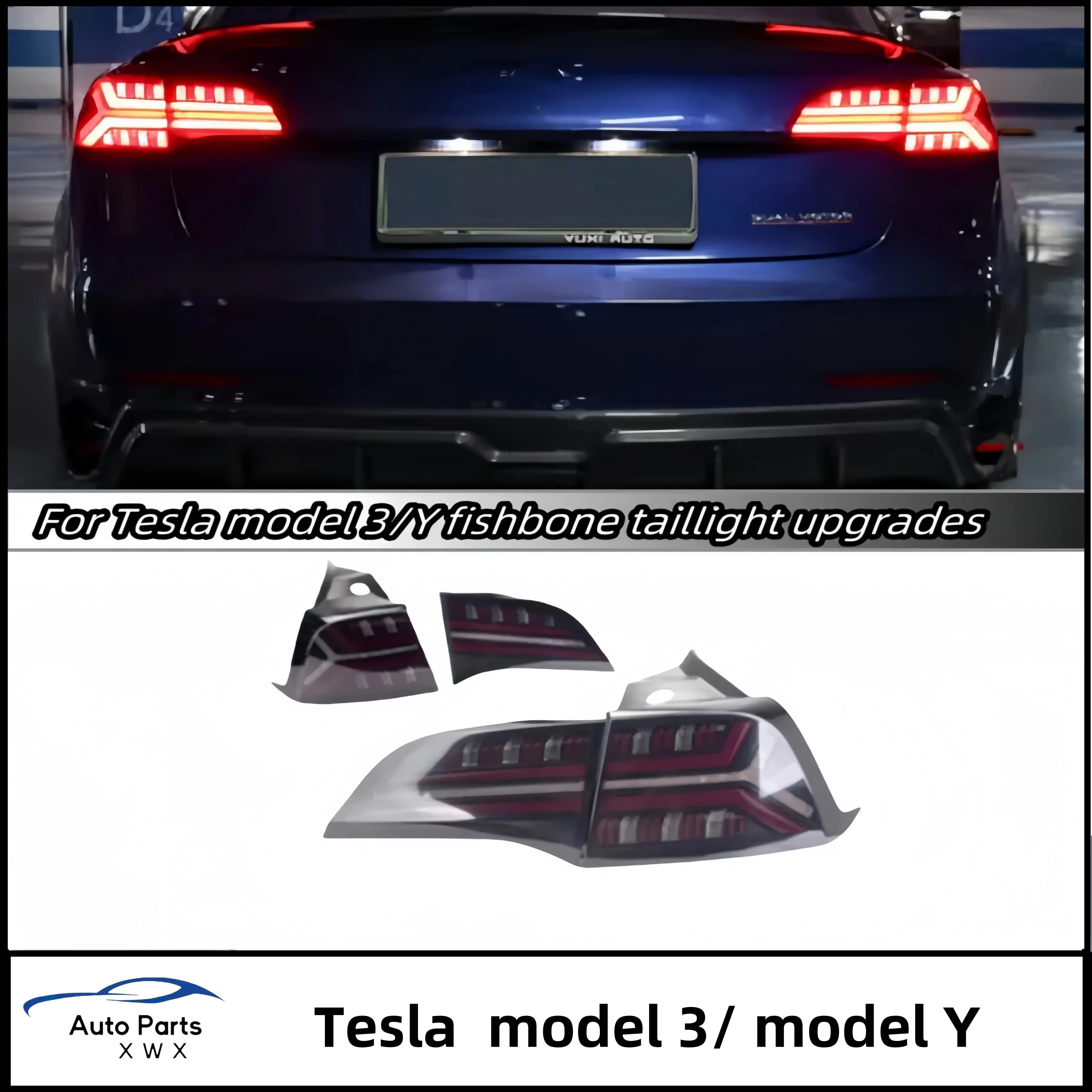 Car taillights for Tesla model 3/Y taillights upgraded fishbone style