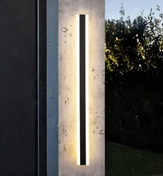 Tira larga de luz LED impermeable para exteriores, lámpara de pared moderna IP65 para villa, Patio, jardín, porche, candelabro, luminaria de garaje