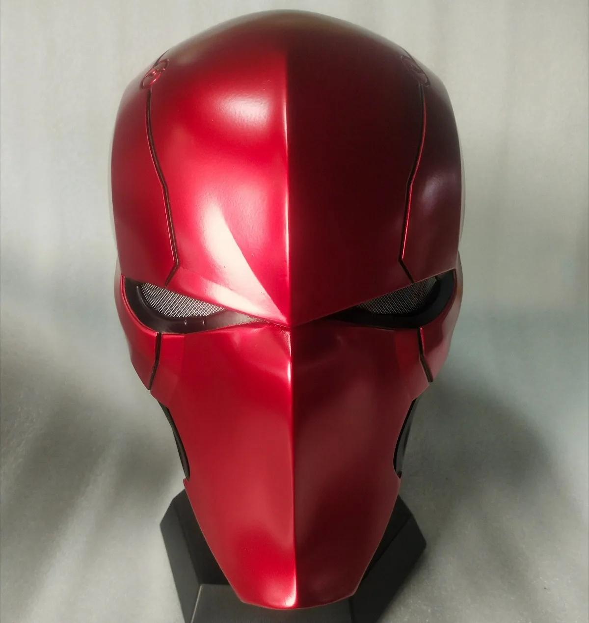 赤い兜のマスク、光る目付き、着用可能、アルカムナイト、ゴス、ハロウィンコスプレ、マット樹脂製コスプレマスク、火の悪魔マスク小道具