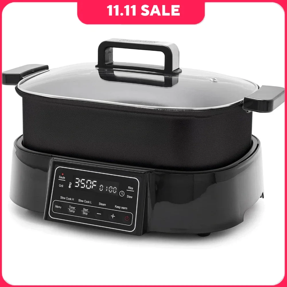 

6.5QT Slow Cooker, 8-in-1 Presets & Healthy Ceramic Nonstick & Dishwasher Safe Parts, Multi-Cooker