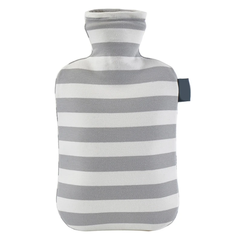 Hot Water Bottle with Striped Cover Portable Explosion-Proof Hand Feet Warmer