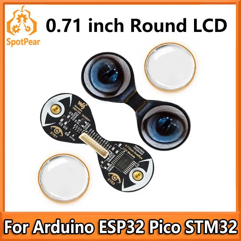 Waveshare Double EYE 0.71 inch Round LCD Display Screen For Arduino Raspberry Pi ESP32 Pico STM32