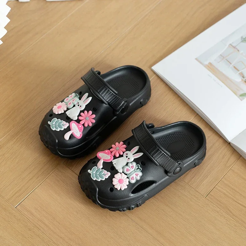 2025 Summer New Children Princess Shoes Versatile for Girls Slippers Korean Style Kids Beach Shoes Soft Bottom Non-slip Cut-outs