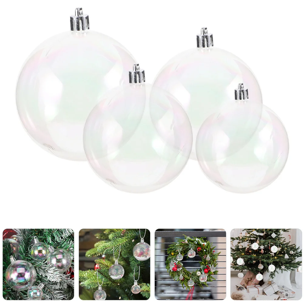 

40Pcs Iridescent Fillable Decoration Balls Clear Plastic Ornament Spheres Christmas Pendant DIY Tree Hanging for Holiday Wedding
