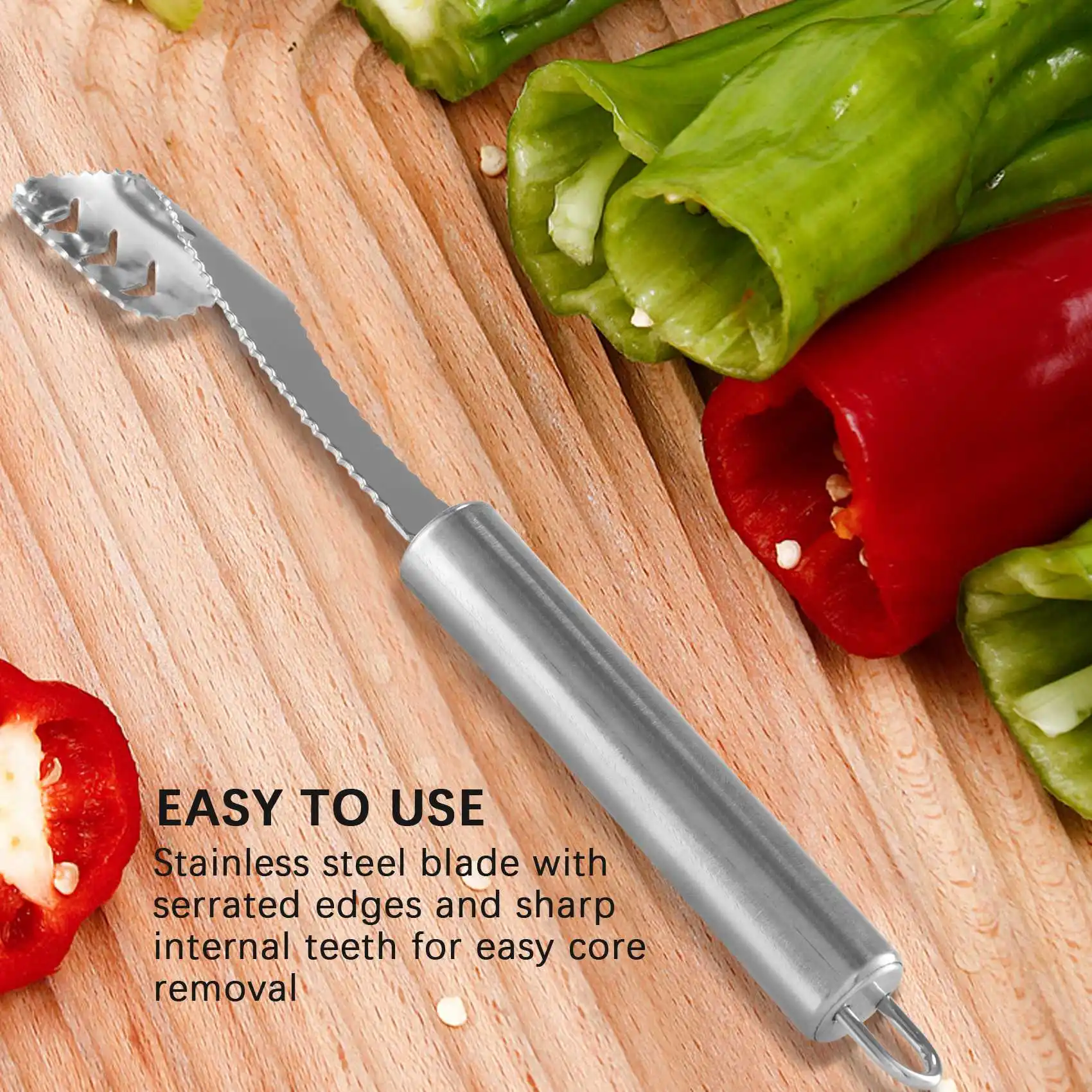 4PCS Jalapeno Pepper Corer,Stainless Steel Chili Grip Jalapeno Corer, Core Deseeder For Jalapenos,Chilis,Bell Peppers Limited Ti