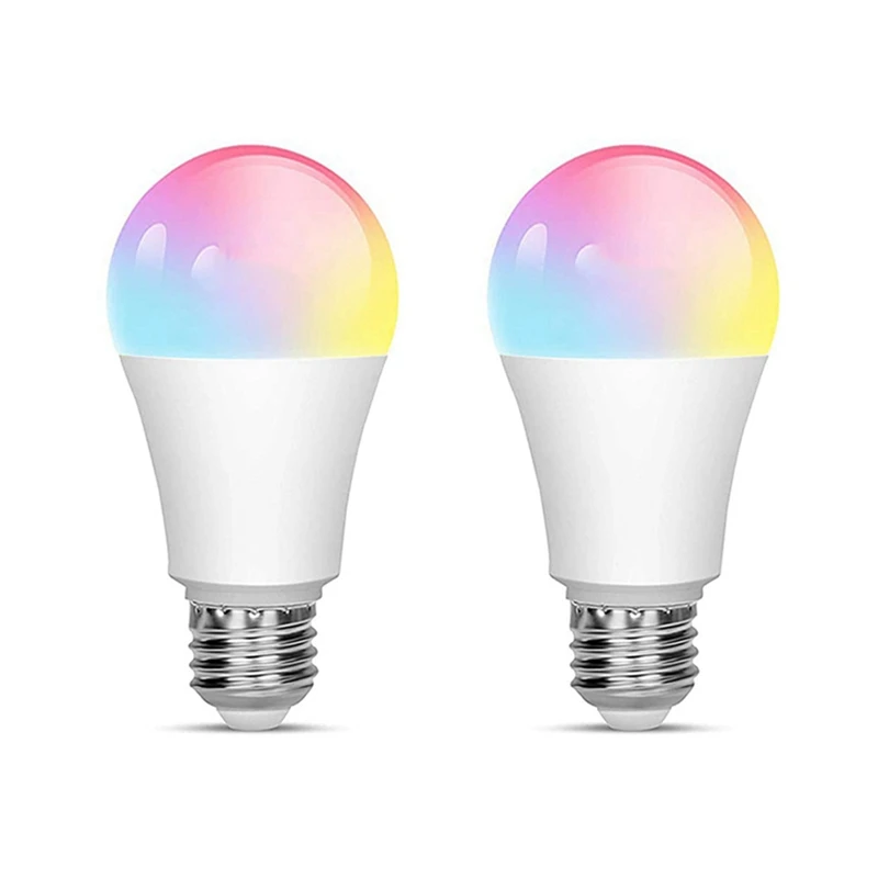 2Pcs Tuya Smart E27 Smart Bulb, Dimmable WIFI Bulb,Alexa Controlled RGBCW Energy Saving, Dimming And Color Adjustment 18W