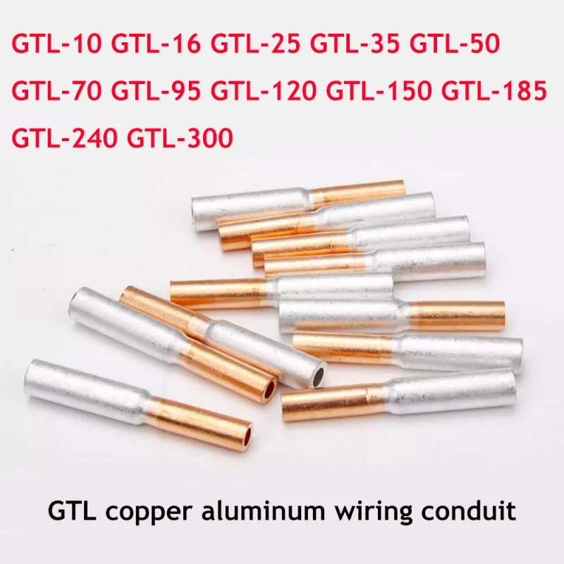 Copper Aluminum Tube Bimetallic Crimp Terminal Cable Wire Connector Splice Sleeve GTL 10/16/25/35/50/70/95/120/150/185/240/300