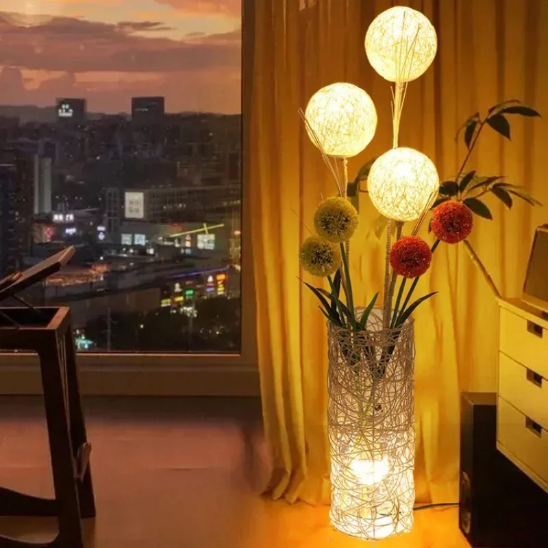 

Floor Chinese Bed & Breakfast Zen Tea in the Living Room Bedroom Bedside Lamp Rattan Japanese Led