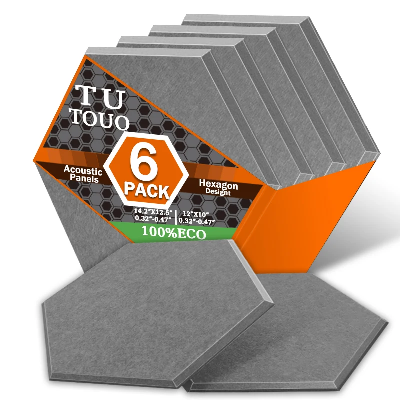 

TOUO Acoustic Insulation sound proof wall panels 6 Pcs Home KTV Acoustic Treatment Noise Absorbing High Density Sound Panel