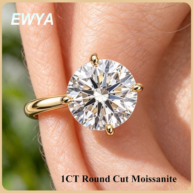 EWYA 1CT Certified Oval Round Cut Solitaire Moissanite Diamond Ear Cuff for Women Man S925 Silver No Piercing Clip Earring Gift