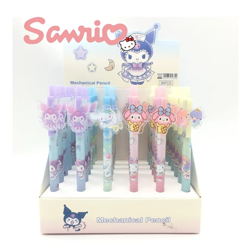 

36pcs Sanrio Mechanical Pencil Kuromi Cinnamoroll Gemini Kids Writing Automatic Pencil School Supplies Stationery Wholesale