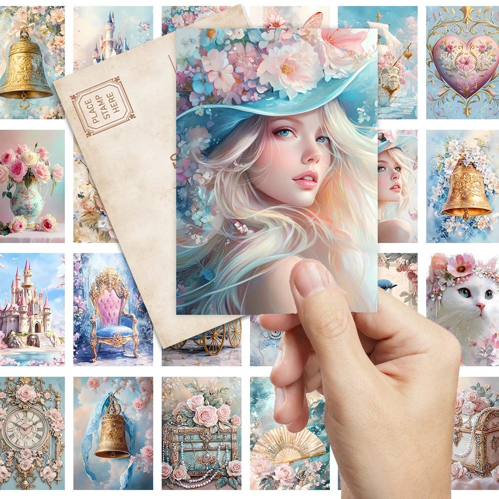 32 Stück, Macaron Dream Girl-Postkarte, Geburtstags-/Jahrestagsgeschenk, Sammlerstück, geeignet zum Verschenken, kann per Post verschickt werden.