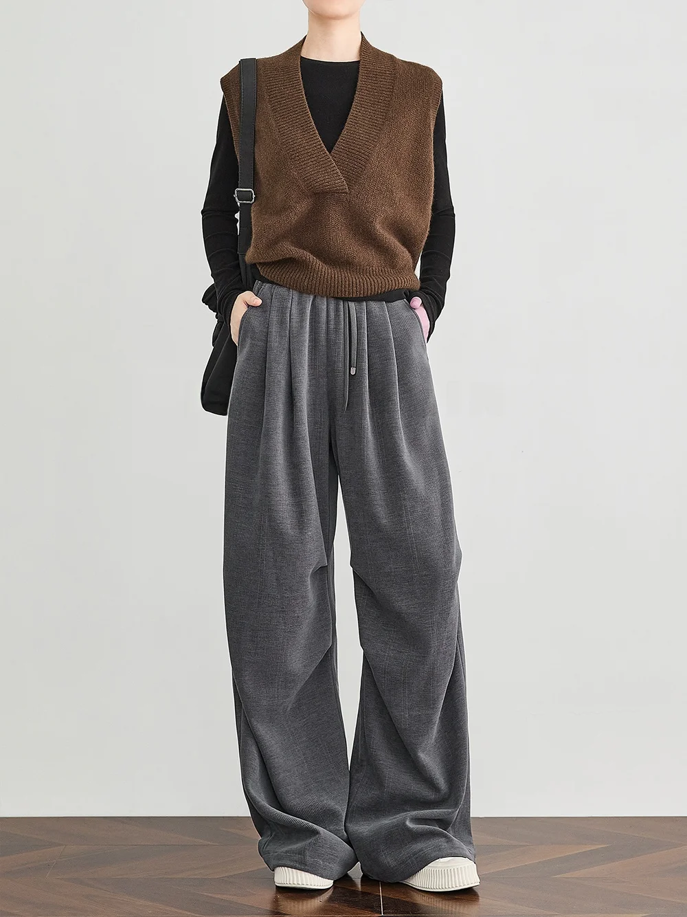 

FALIN ey High Waist Draped Pleated Workwear Casual Pants Wide Leg Trousers Comfortable Straight Cut Commute Sle