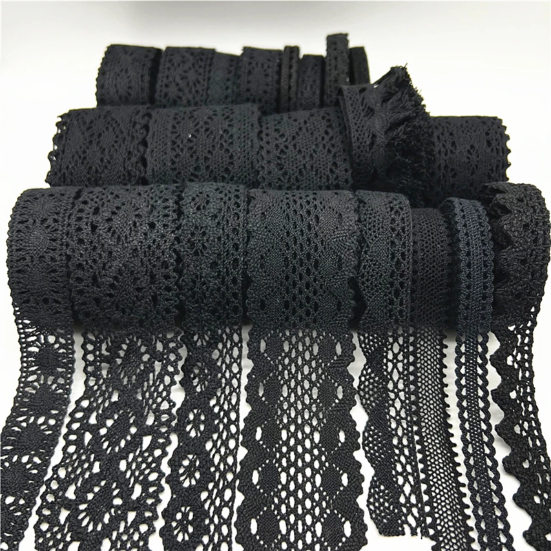 Cinta de encaje de algodón 100% para costura de ropa, accesorio hecho a mano, 2 yardas