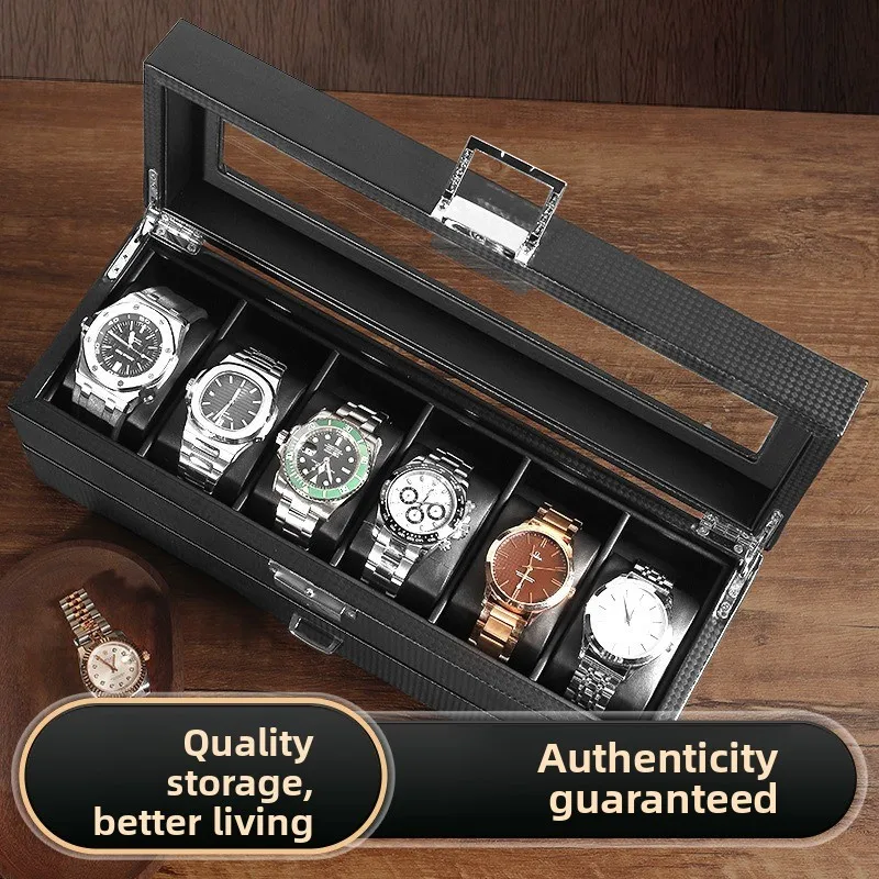 Hot Sale PU Leather Display Storage Collection Organizer watch box Case With Glass Top Slot Men Watch Bracket Display Box Gifts