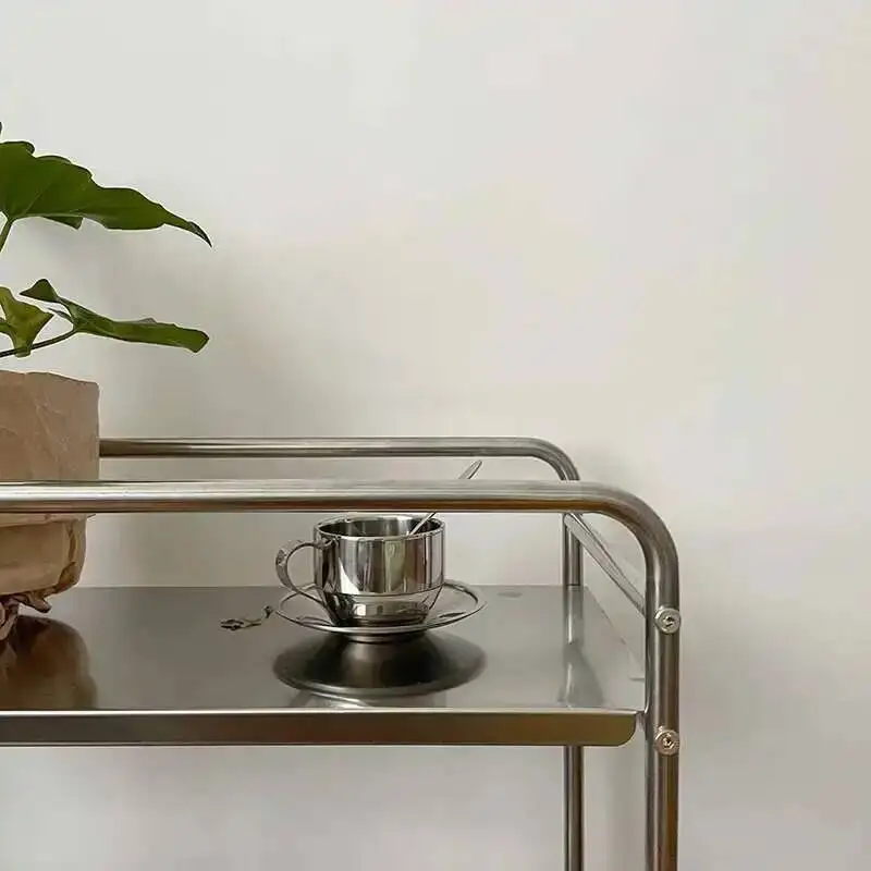 

Metal Shelf Ins Modern Style Multi-layer Floor Removable Pulley Storage Rack Kitchen Islands and Trolleys Rolling Storage Cart