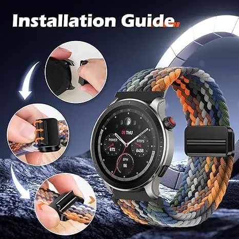 Braided Band For Amazfit Bip Max/Bip 6 5 3/Bip Max/Helio 22mm 20mm Sport Nylon Strap For Amazfit GTS/GTR 4 3 2/Balance 3 2/Ultra