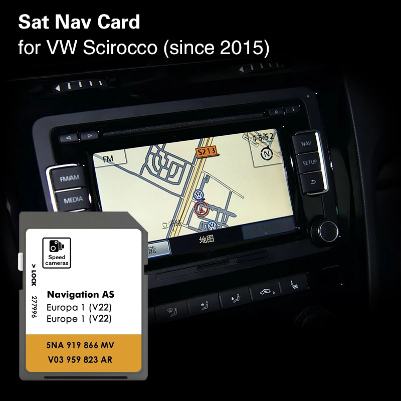 

for VW Scirocco 6R 2009-2017 AS V22 Sat Nav Newest Map GPS SD 32GB Card