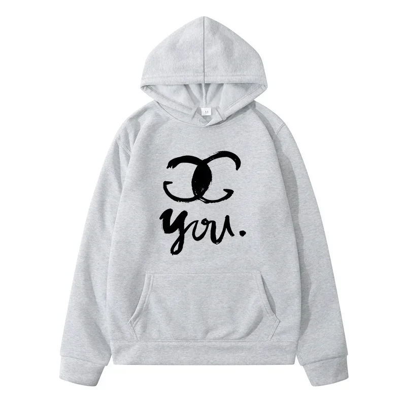 YOU Letter Pattern Printed Men's Hoodies Sweatshirt Unisex Inner Fleece Women‘s Streetwear Tops Coat Oversized Streetwear