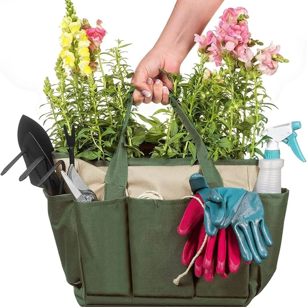 1PC ツール収納パッケージ 600D オックスフォード布ガーデンツールバッグ 12 インチ x 6.4 インチ x 12 インチ ガーデニングポット、プランターアクセサリー収納包装