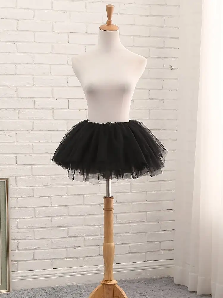 26Cm Mini Tulle Lolita Petticoat Wit Zwart