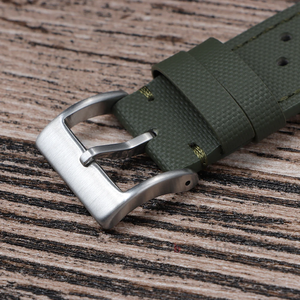 Tali Kain Layar 18Mm 20Mm 22Mm untuk Omega untuk Seiko Tali Jam Tangan Tahan Air Lembut Rilis Cepat untuk Pria Wanita Gesper Kupu-kupu