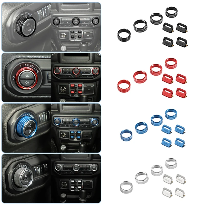 Air Conditioning Headlight Switch Window Control Decoration For Jeep Wrangler JL For JT Gladiator 2018 Up Interior Accessories