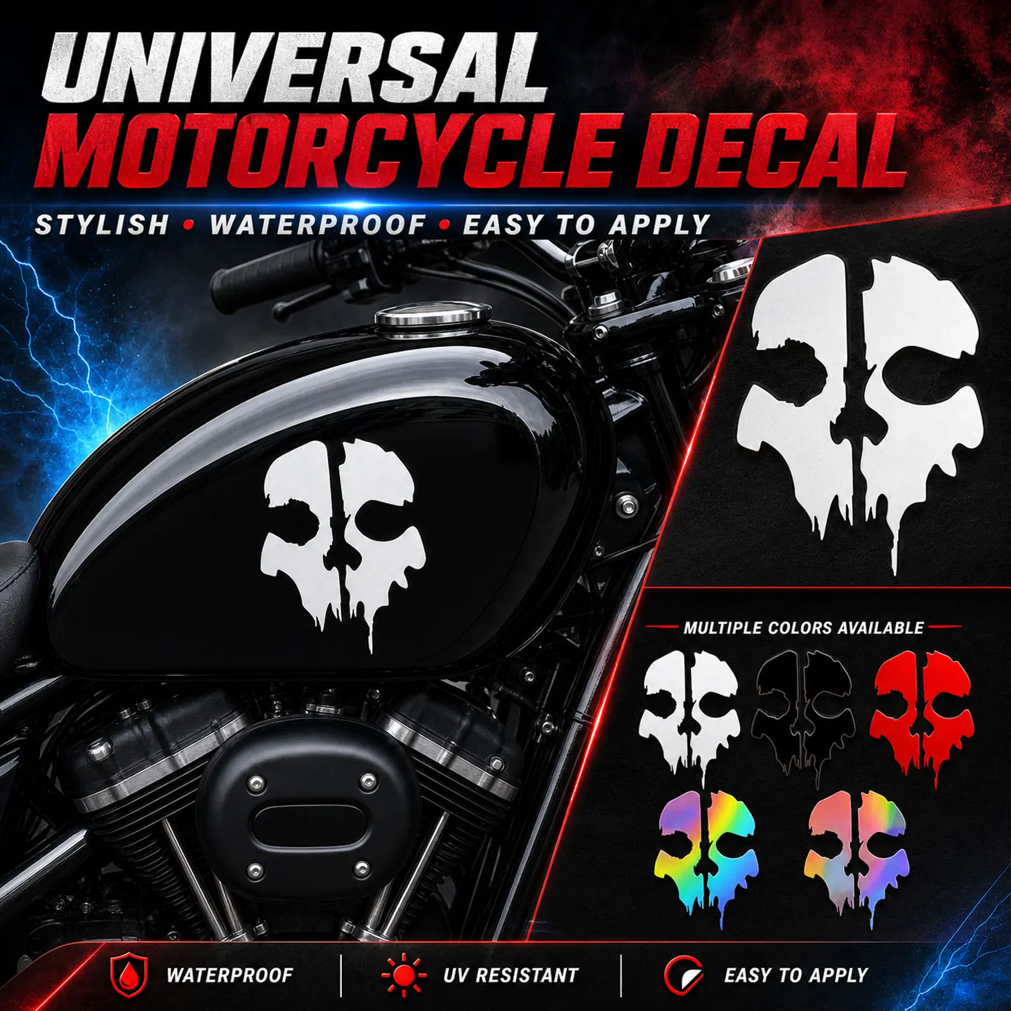 Dripping Skull Motorcycle Decal Sticker for Pop110i  Biz125 CG160 NXR160 PCX160 Bros Lander250 CB300F Twister Factor150 XRE 190