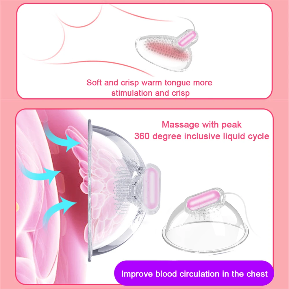 Nipple Sucker Vibrator Sex Toys for Women Nipple Stimulation Licking Vagina Vacuum Pump Clitoris Sucker Breast Massage Vibrator