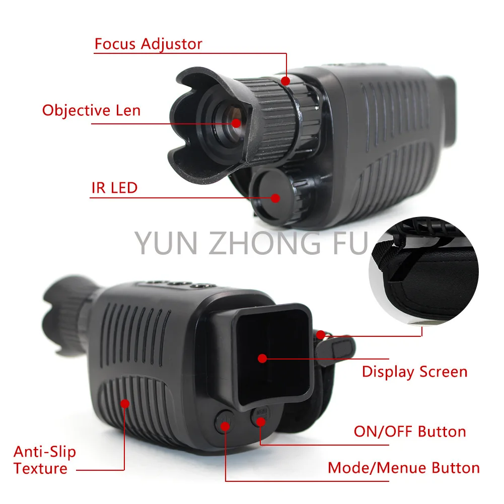 High definition 1080p digital night vision instrument, infrared single tube, capable of recording and taking photos at 5 times