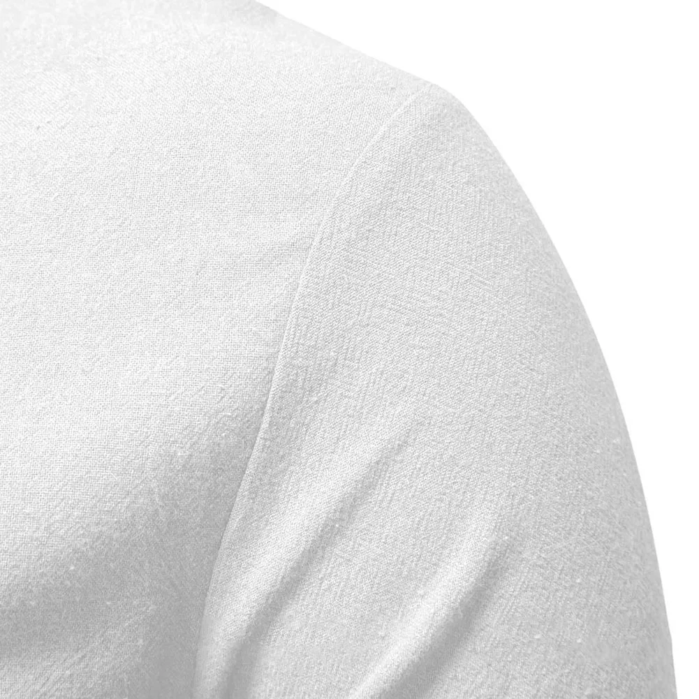 Men Casual Long Sleeve Stand Collar Cardigan Single-breasted Cotton Shirts