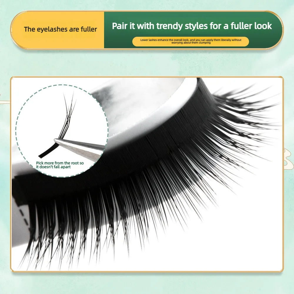 5D multi-layer simulated camellia lower lashes, natural three-dimensional wide-angle, LB curl, non-falling, soft