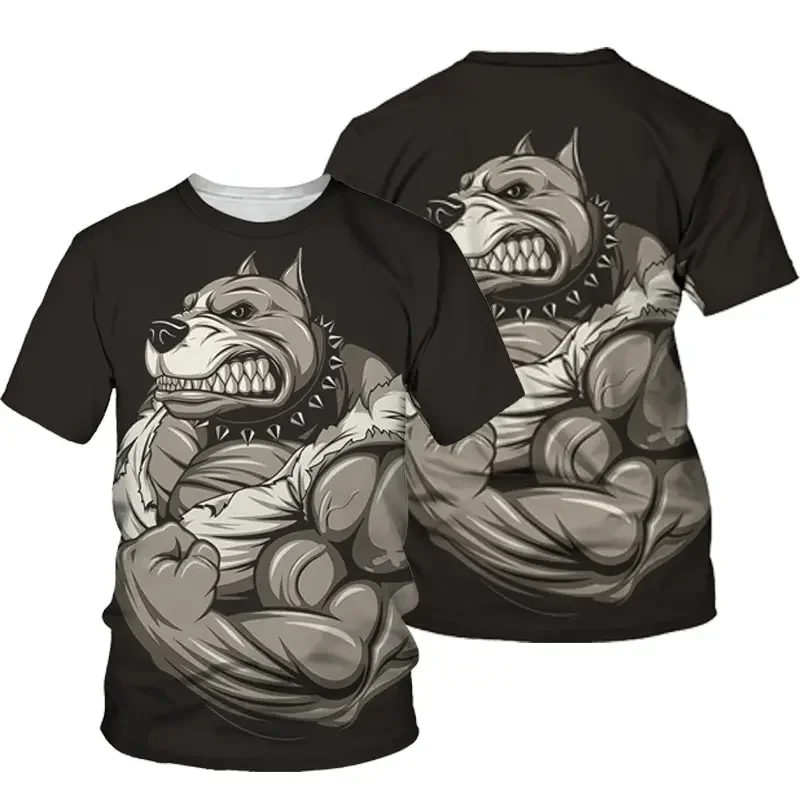 

Fun Animal Boxing Dog 3D Printed T-shirt Men Women O Collar Street Clothing Oversized Harajuku Loose Round Neck T-shirt Top Chil