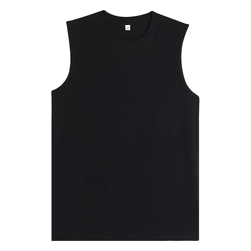 100% Cotton Mens Oversized T-shirt Sleeveless Tank Top Solid Color Fitness Muscle Vests Bodybuilding T Shirt For Men Tees 230g