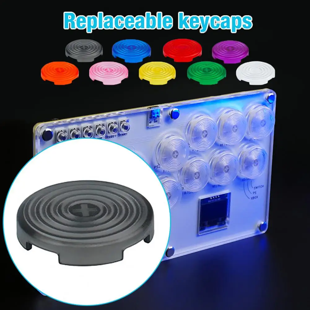 12Pcs 25 3mm Arcade Fighting Keyboard Button Cover Mechanical Shaft Transparent Frosted Keycaps Colored Keyboard Hats