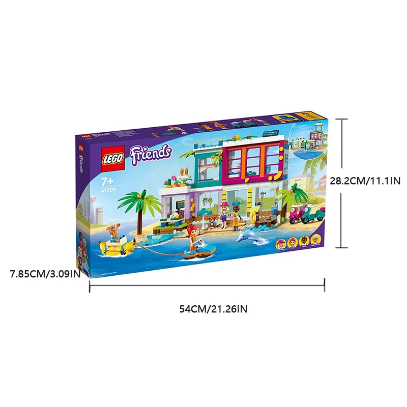 Kit de construcción de casa de playa de vacaciones de amigos de LEGO, juego de rol creativo, regalo para niños de más de 7 años, 41709