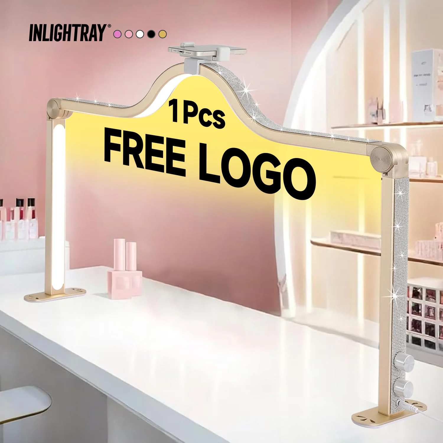 2025 Free Custom LOGO 48W New Arrival 35Inch Foldable Adjustable Brightness LED Nail Light Lash Lamp Upgraded Half-Moon Lamp