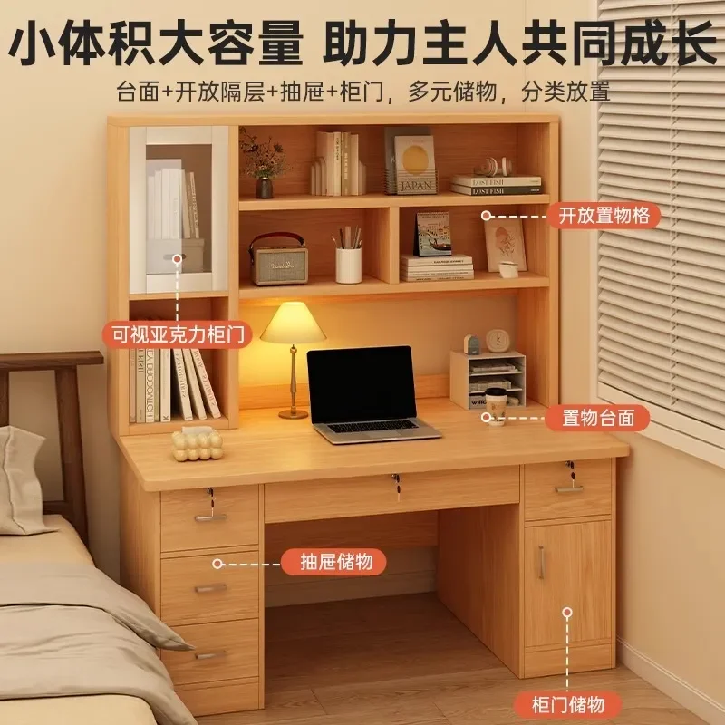 for Desk Bookshelf Integrated Table Student Home Study Writing Table Simple Modern Bedroom Computer Desk