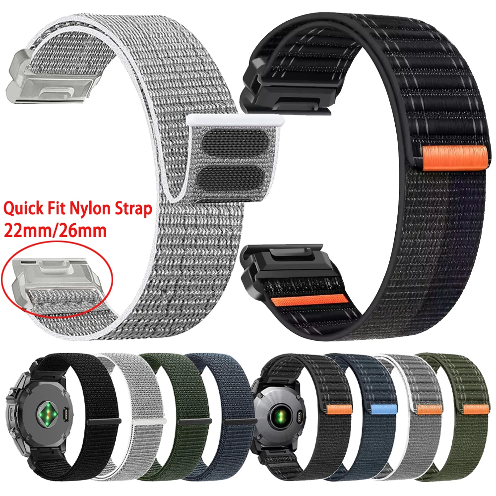22mm 26mm Weiches Nylonarmband für Garmin Fenix 8 Pro E 7 7X 6 6X 5X 5Plus/Epix Pro Gen2/Tactix 8/Enduro 3 QuickFit Sportuhrenband